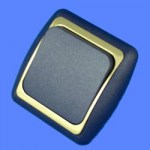 Выключатель 1 клавишный скрытой проводки С16-002 металлик синий/зол рамка Дельта